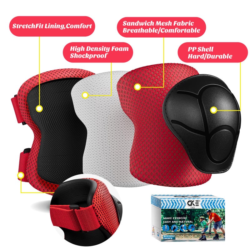 CKE Knee Pads for Kids Kneepads and Elbow Pads Toddler Protective Gear Set Kids Elbow Pads and Knee Pads for Girls Boys with Wrist Guards 3 in 1 for Skating Cycling Bike Rollerblading Scooter - Image 2